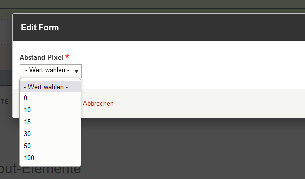 Layout Element Abstand